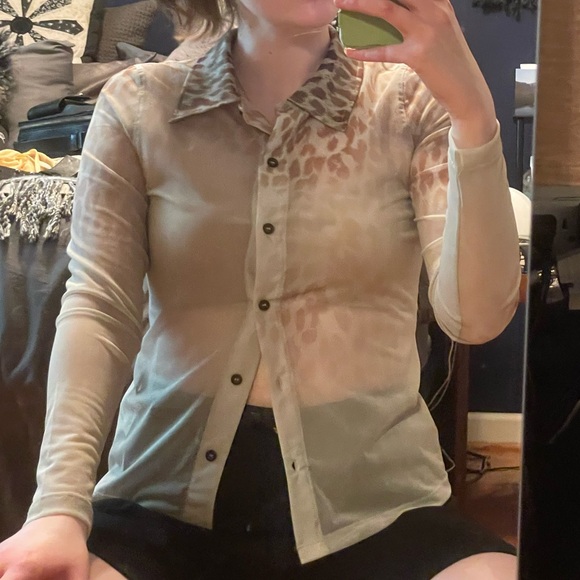 NWT ASOS Weekday Mesh Button Down - Picture 8 of 16